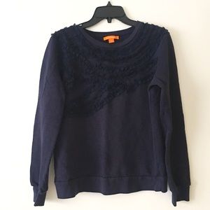 Navy Blue Small Layered Ruffles Sweatshirt